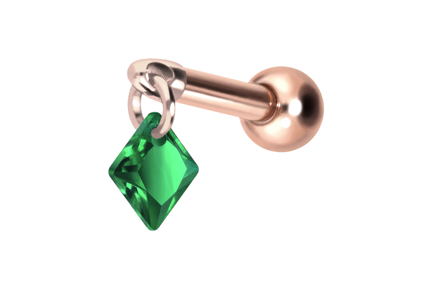 Titan Ohrpiercing mit Innengewinde KRISTALLQUADRAT